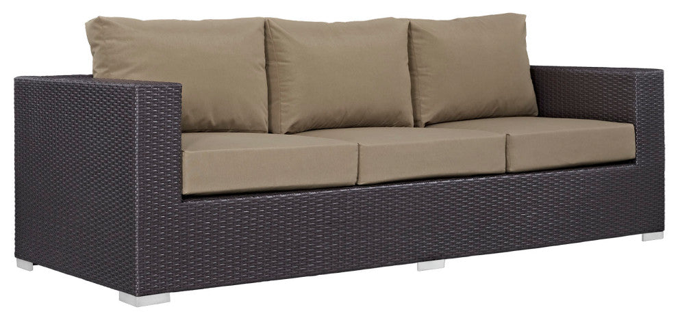 Convene Outdoor Patio Sofa, Espresso Mocha