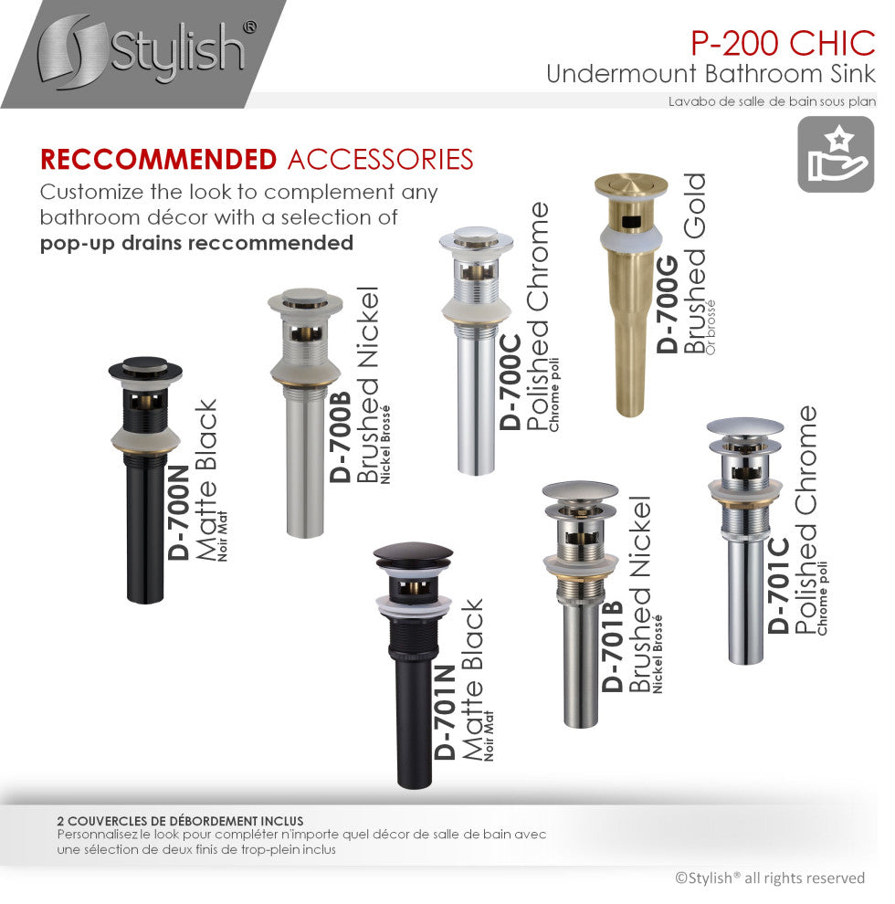 STYLISH 20" Porcelain Rectangular Undermount Bathroom Sink with Overflow