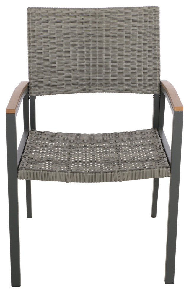 GDF Studio 7-Piece Simon Outdoor Dining Set With Wood Top, Natural /Gray