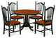5Pc Hartland Set, One Dining Table, Four Leather Seat Chairs, Black, Cherry.