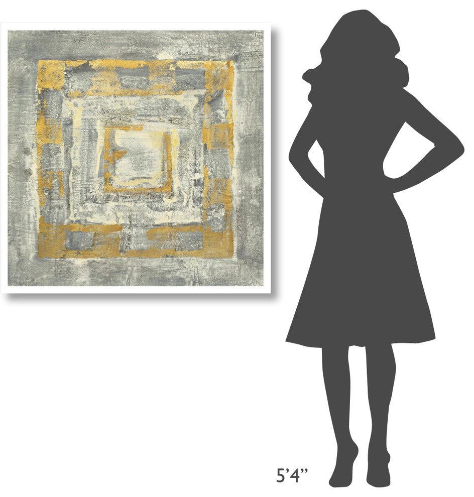 "Gold Tapestry II Gold and White" Paper Print by Albena Hristova, 38"x38"