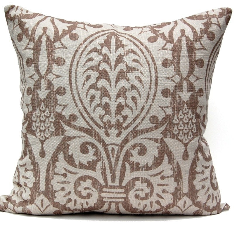 Medieval Damask Pillow, Chocolate