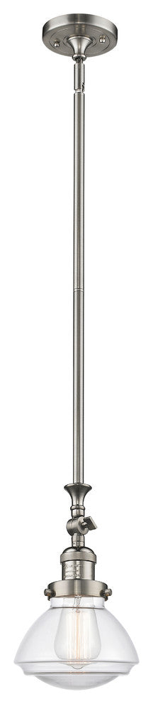 Olean 1-Light Mini Pendant, Brushed Satin Nickel, Clear