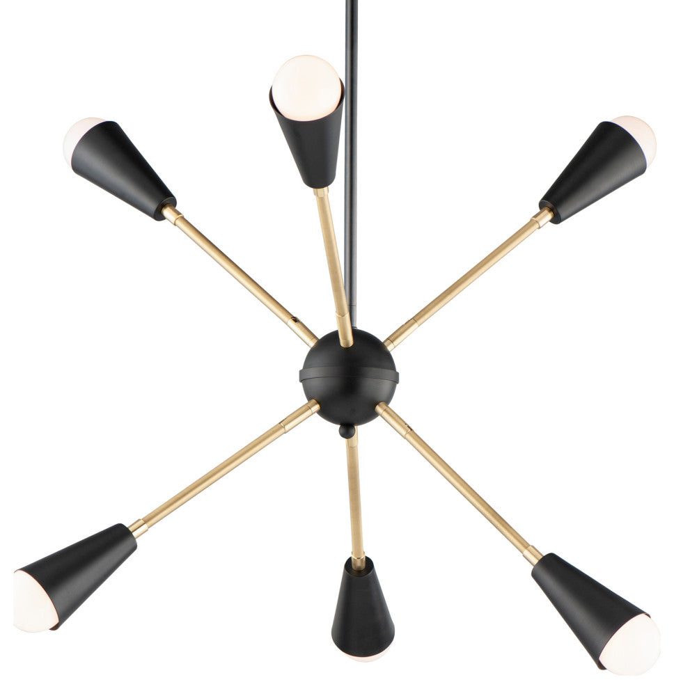 Maxim 11266 Lovell 6 Light 26"W Abstract Sputnik Chandelier - Black / Satin