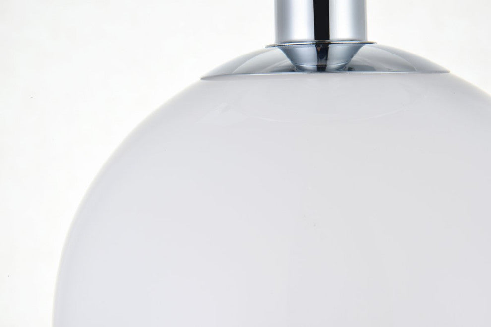 Midcentury Modern Chrome And Frosted White 1-Light <br>Flush Mount