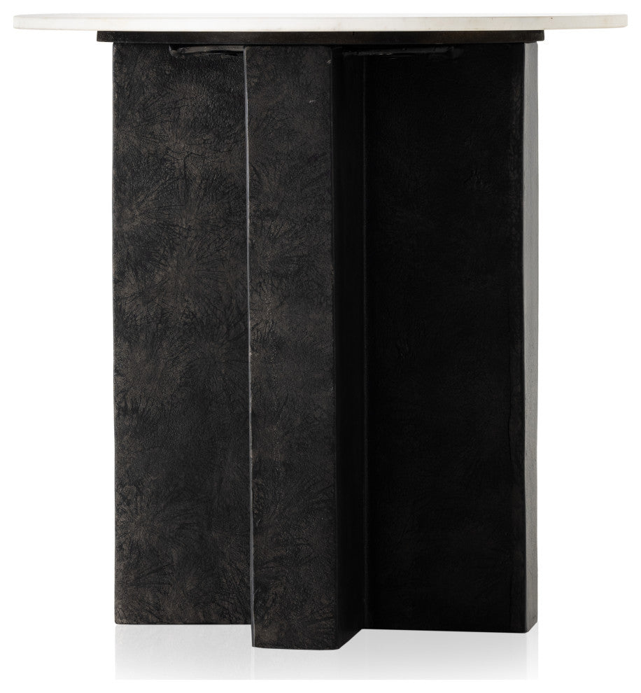 Terrell Round End Table-Plsh White