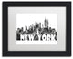 'New York New York Skyline Bg 2' Framed Art, Black Frame, White Matte, 14x11