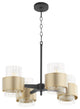 Quorum Epsilon 4-Light Chandelier 683-4-6980, Textured Black With Aged Brass