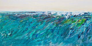 "Wave 7" Painting Print on Wrapped Canvas, 24"x12"