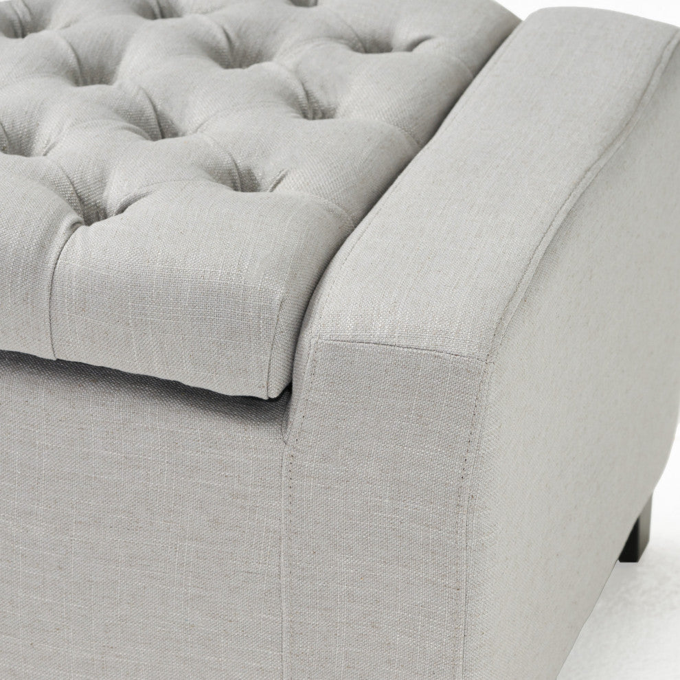GDF Studio Seattle Tufted Storage Ottoman Bench, Light Gray