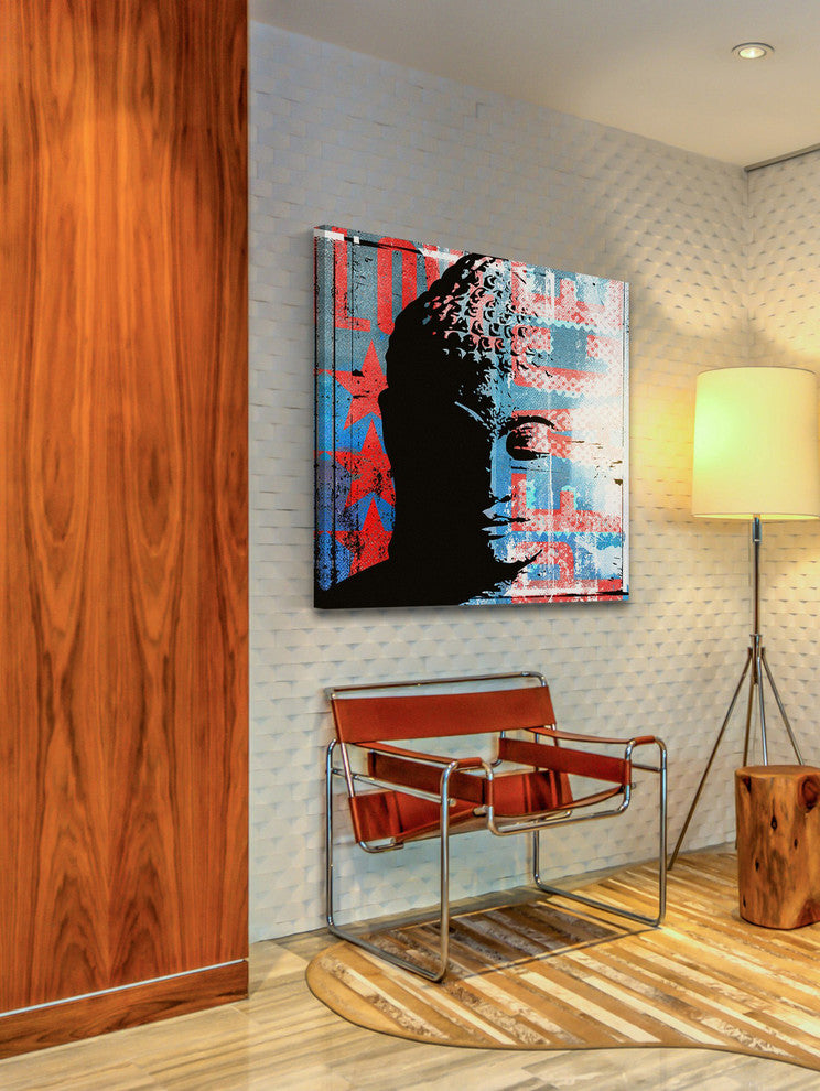Marmont Hill, "Buddha Graffiti" by Rick Martin Painting on Wrapped Canvas, 32x32