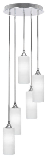 Empire 5-Light Cluster Pendalier, Chrome/White Matrix