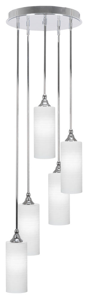 Empire 5-Light Cluster Pendalier, Chrome/White Matrix