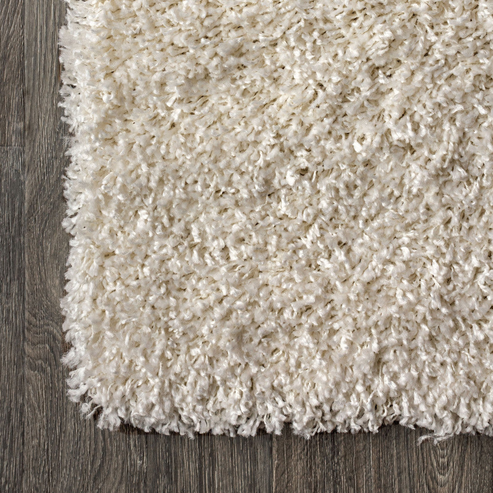 Mercer Shag Plush Area Rug, Cream, 8 X 10