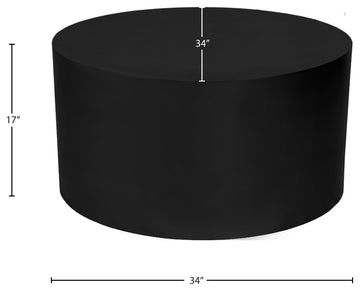 Cylinder Round Durable Metal Coffee Table, Matte Black