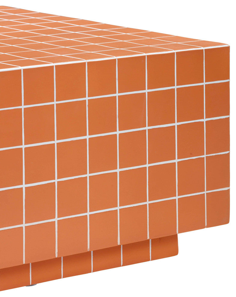 Mixie Taupe Tile Indoor / Outdoor Coffee Table, Brick Orange
