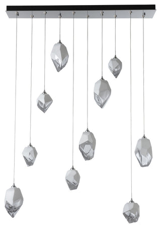 Chrysalis 10-Light Mixed Crystal Pendant Sterling Finish- Long, White Crystal