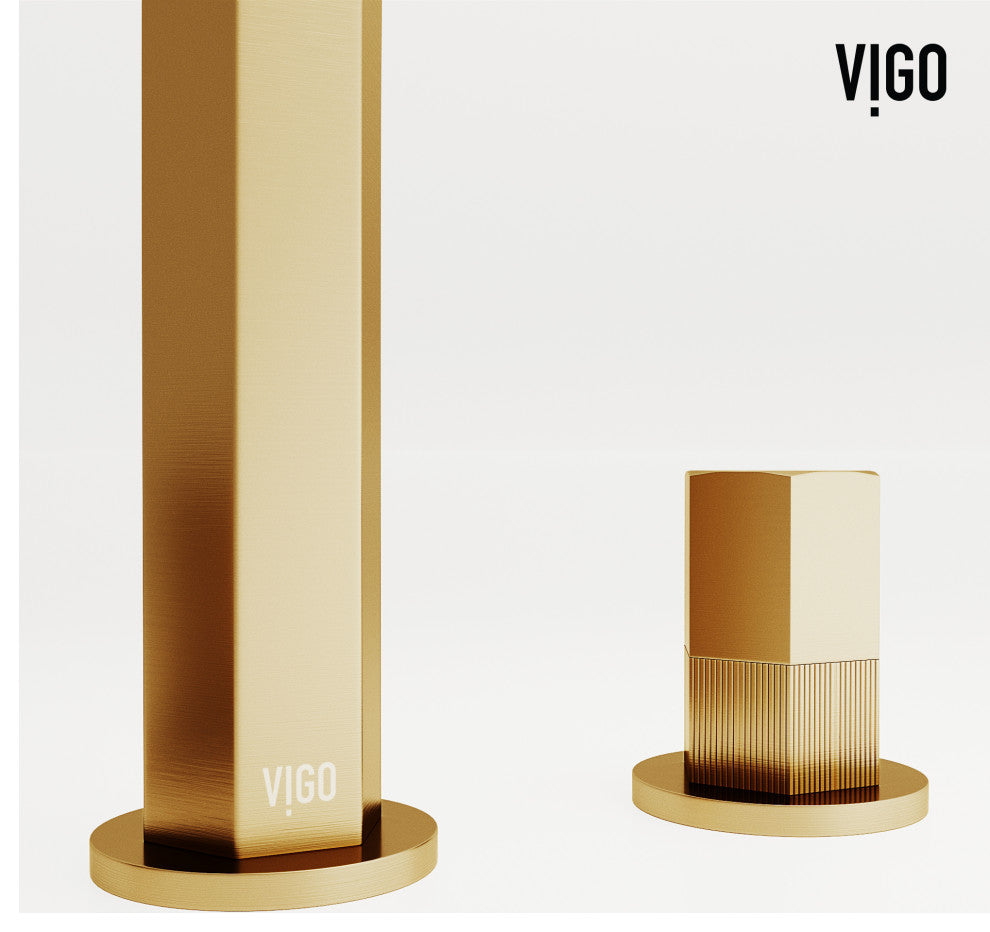 VIGO Hart 9" H 2-Handle Widespread Bathroom Faucet, Matte Brushed Gold