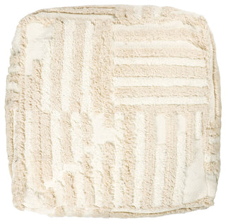 Stacy Garcia Beige/Cream Modern Striped Cube Pouf, 18"x18"x18"
