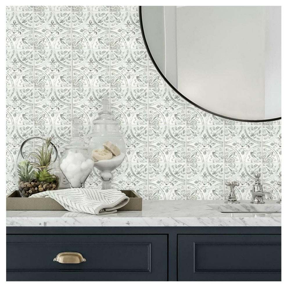 White Tin Peel And Stick Tile Backsplash