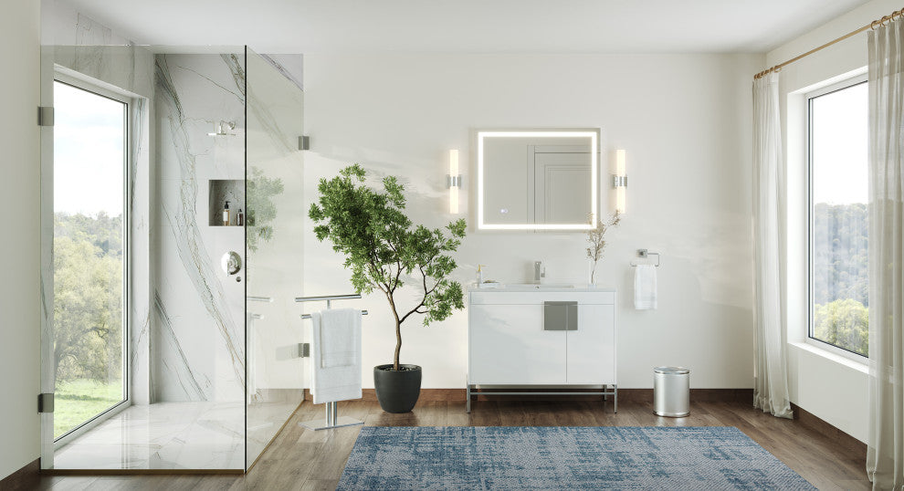 The Lancado Bathroom Vanity, White, 40", Single Sink, Freestanding