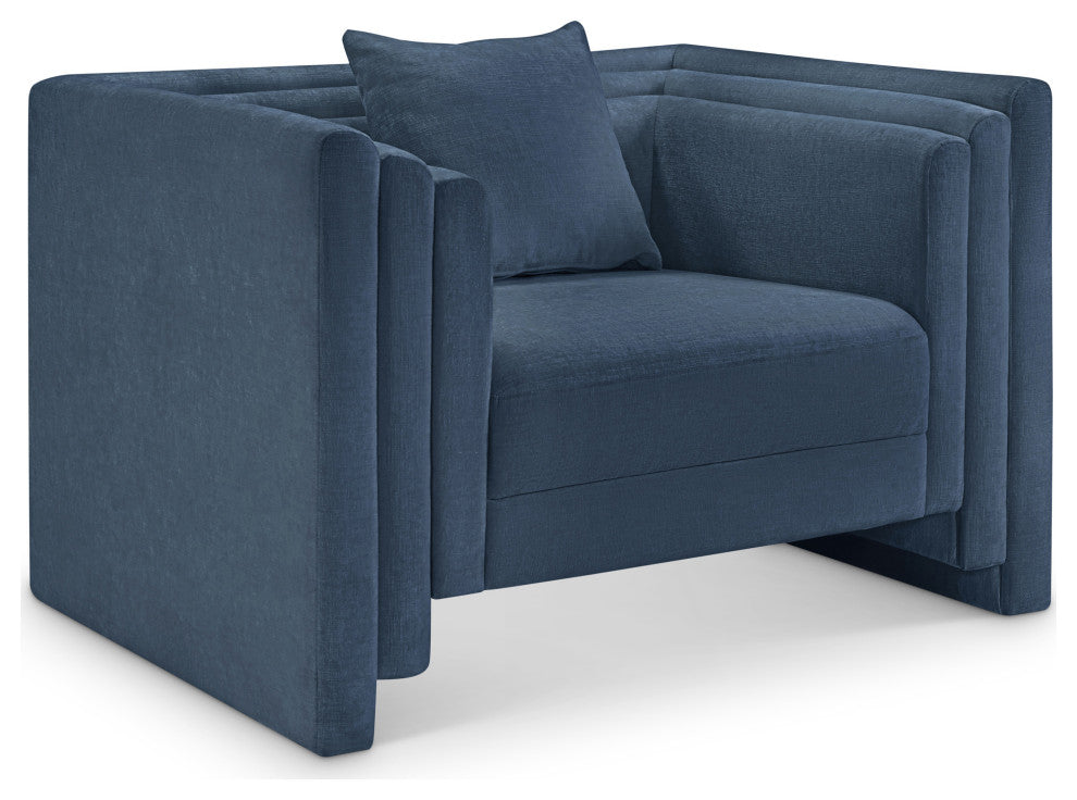 Everett Upholstered Chair, Light Blue, Chenille Fabric