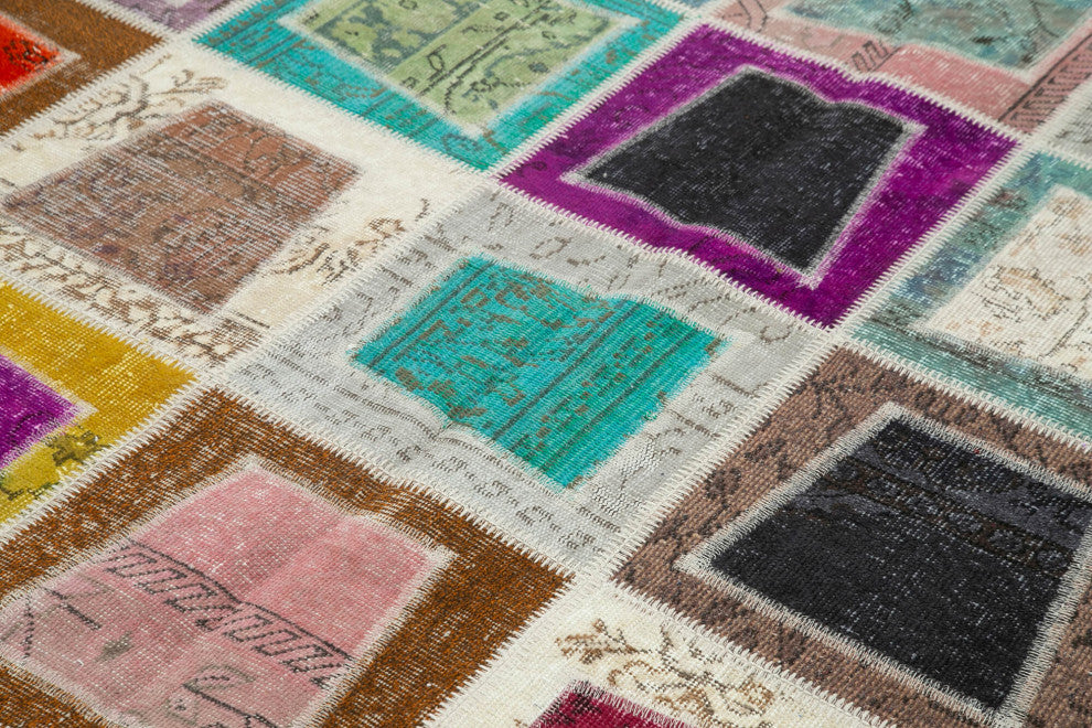 Rug N Carpet - Hand-Knotted Anatolian 6' 7" x 9' 2" Rustic Patchwork Area Rug