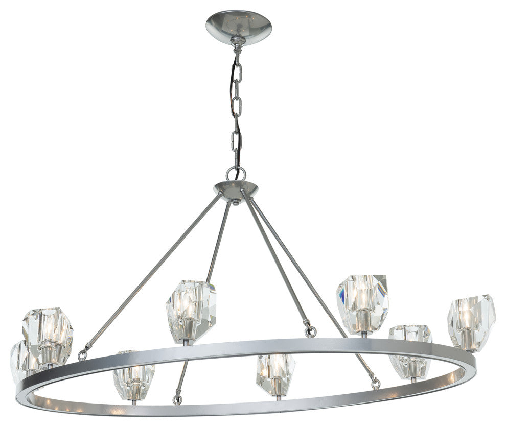 Gatsby 8-Light Chandelier, Sterling Finish, Crystal Accents