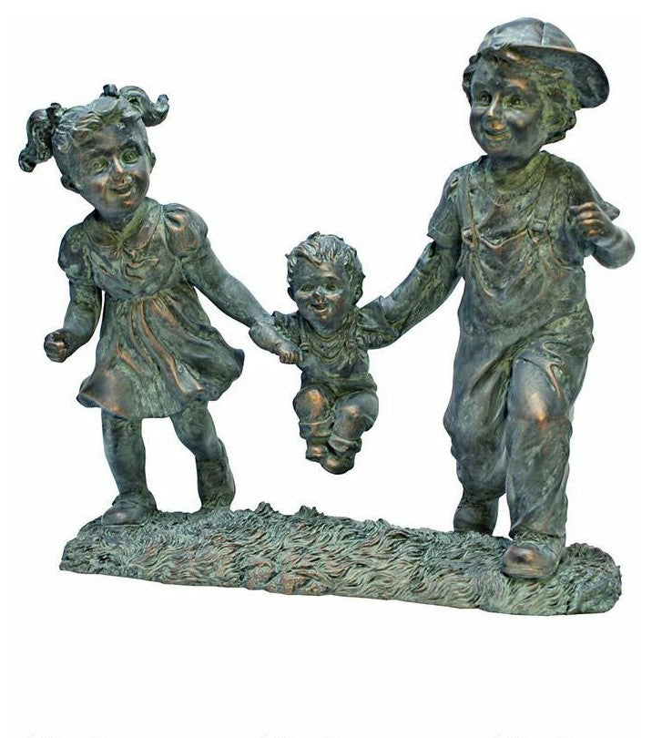 Bronze Finish Children Childhood Memories Garden Statue