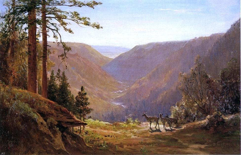 Thomas Hill A Valley With Deer Wall Decal