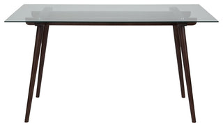 Meriden 31.5''x55'' Solid Espresso Wood Table, Clear Glass Top