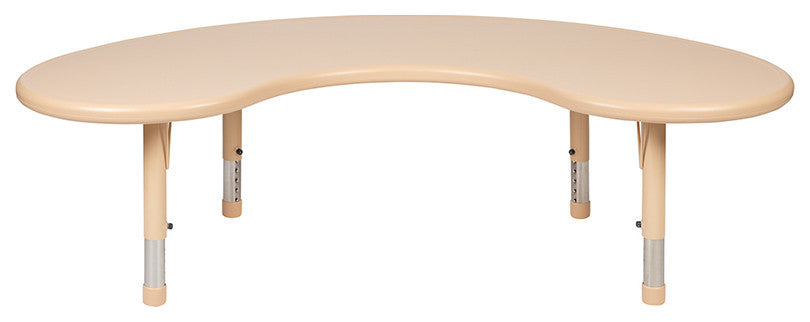 35"x65" Height Adjustable Half-Moon Plastic Table, Natural