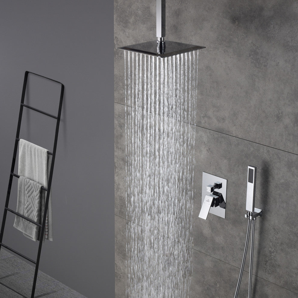 CASAINC 10" Wall Mounted  Rain Shower System with Bathtub Spout, Chrome