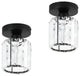 2 Pack Crystal Ceiling Light Black Semi Flush Mount Ceiling Lamp