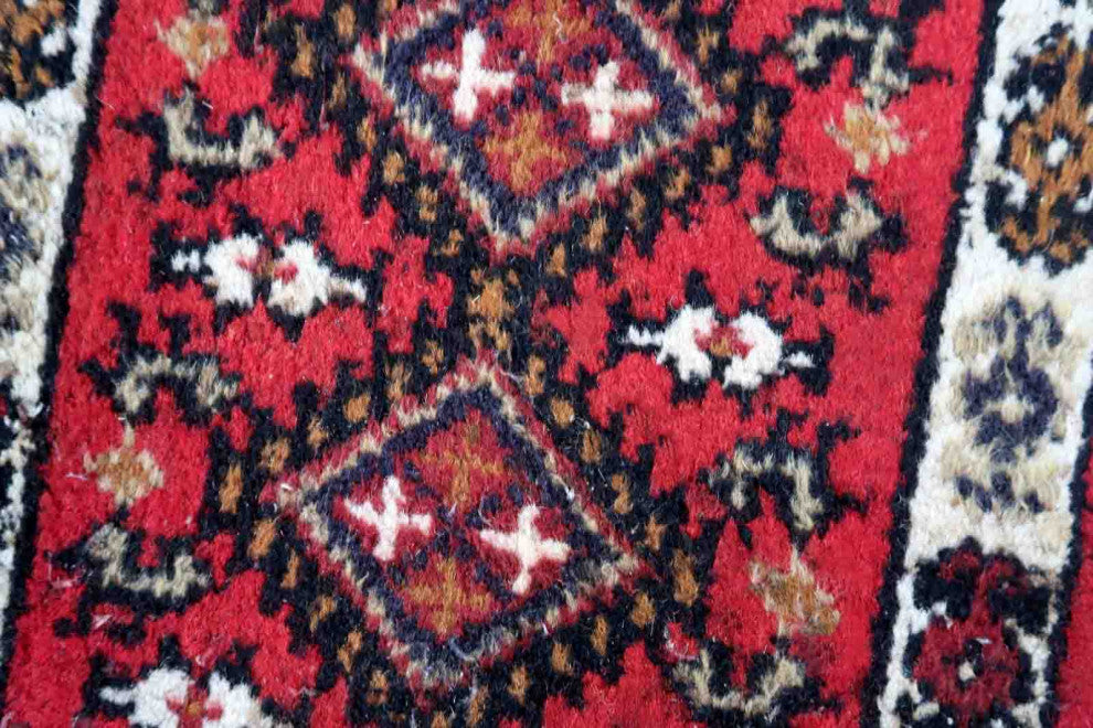 Handmade Vintage Persian Hamadan Mat 1.3'x1.8', 40cmx56cm 1970s