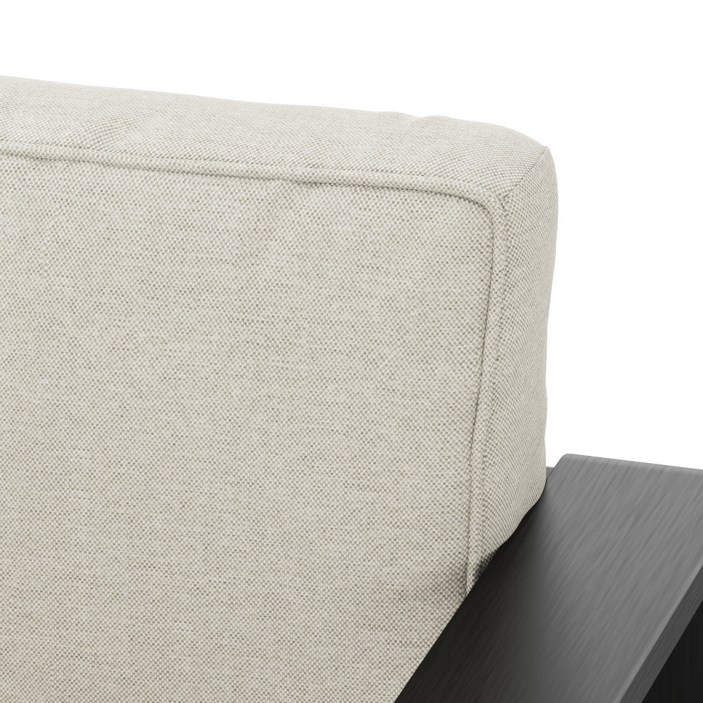 Gadd Outdoor Aluminum Loveseat With Cushions, Black/Beige