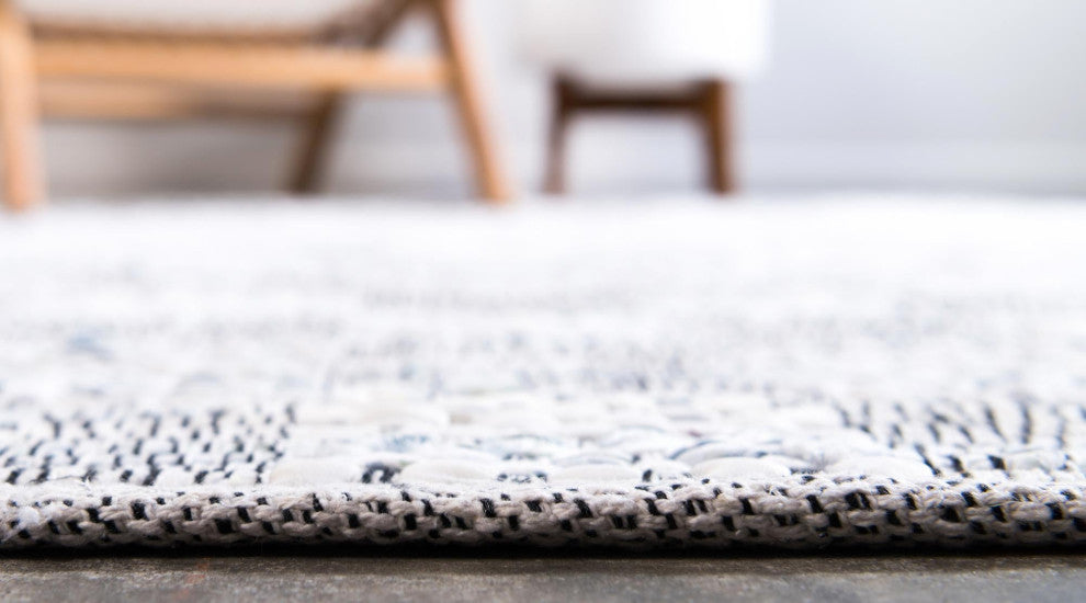 Rug Unique Loom Chindi Cotton Ivory Runner 2' 6 x 6' 0