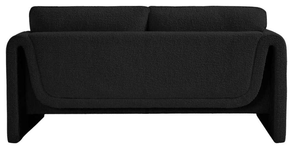 Stylus Boucle Fabric Upholstered Loveseat, Black