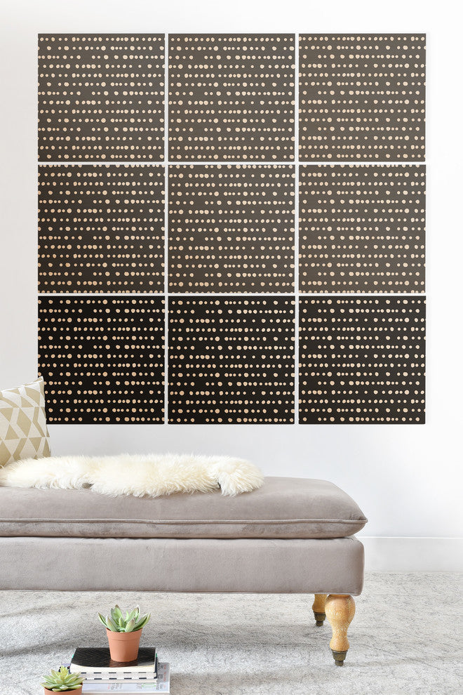 Deny Designs Little Arrow Design Co Dotty Stripes Neutral Wood Wall Mural, 3'x3'