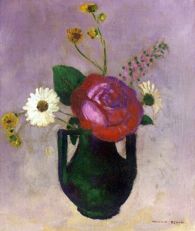 Odilon Redon Rose and Daisy Premium Canvas Print