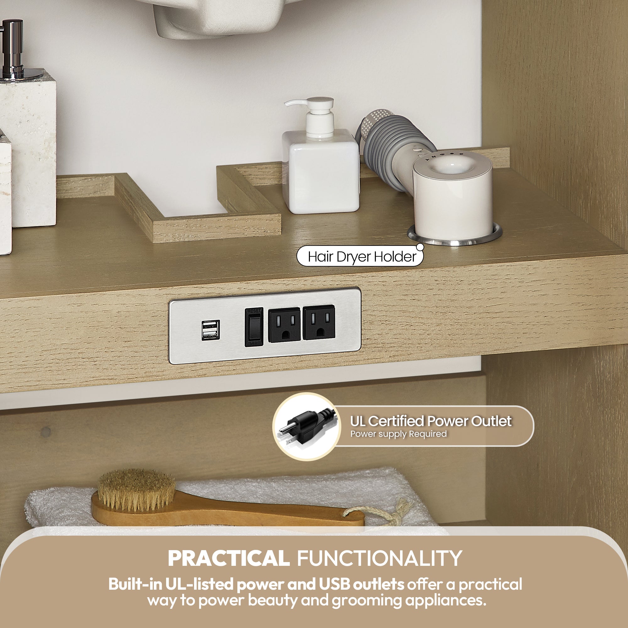 Oza Bath Vanity with Quartz Stone Top, Aged Natural Oak, 72", Double Vanity, No Mirror