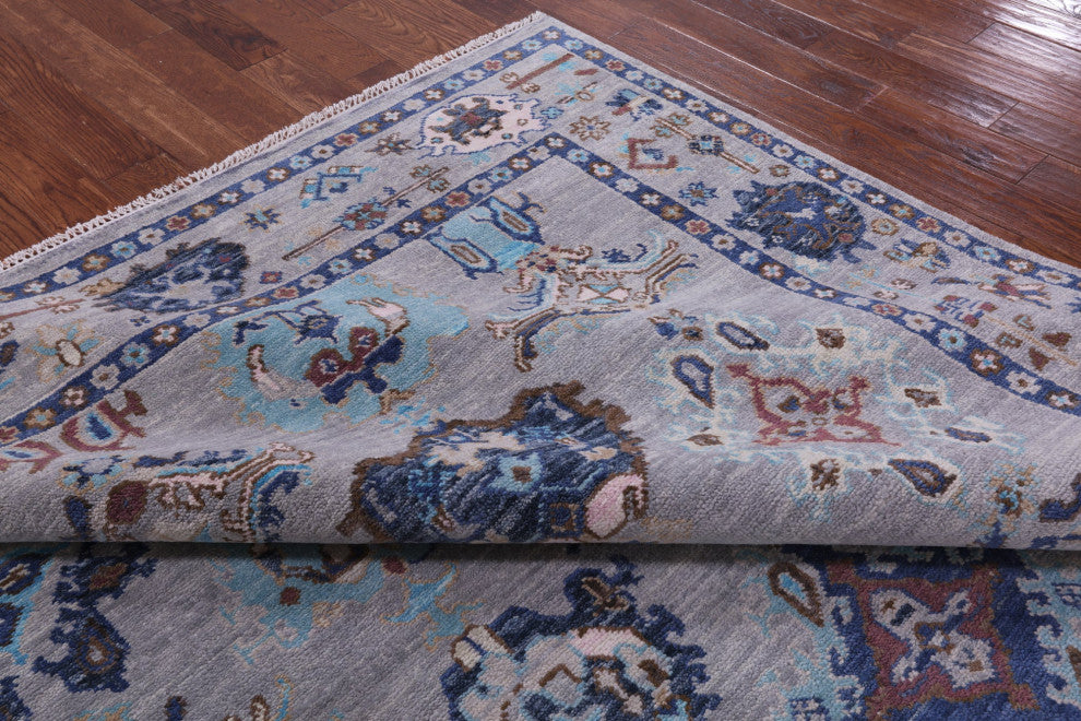 9' Square Handmade Turkish Oushak Wool Rug - Q13574