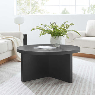 Silas Round Mango Wood Coffee Table - Black