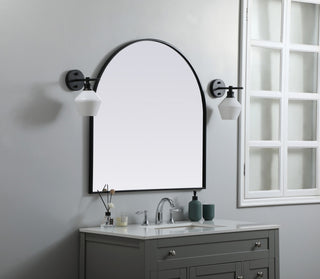 Elegant Decor Metal Frame Arch Mirror 36X36" in Black