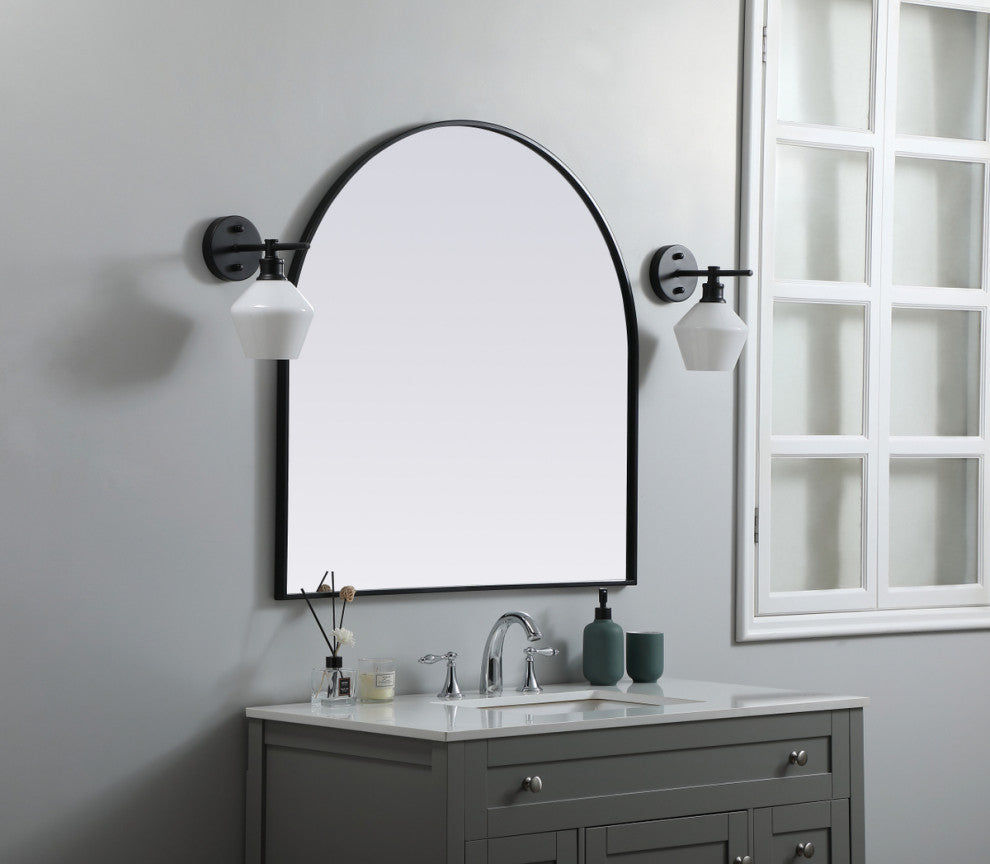 Elegant Decor Metal Frame Arch Mirror 36X36" in Black