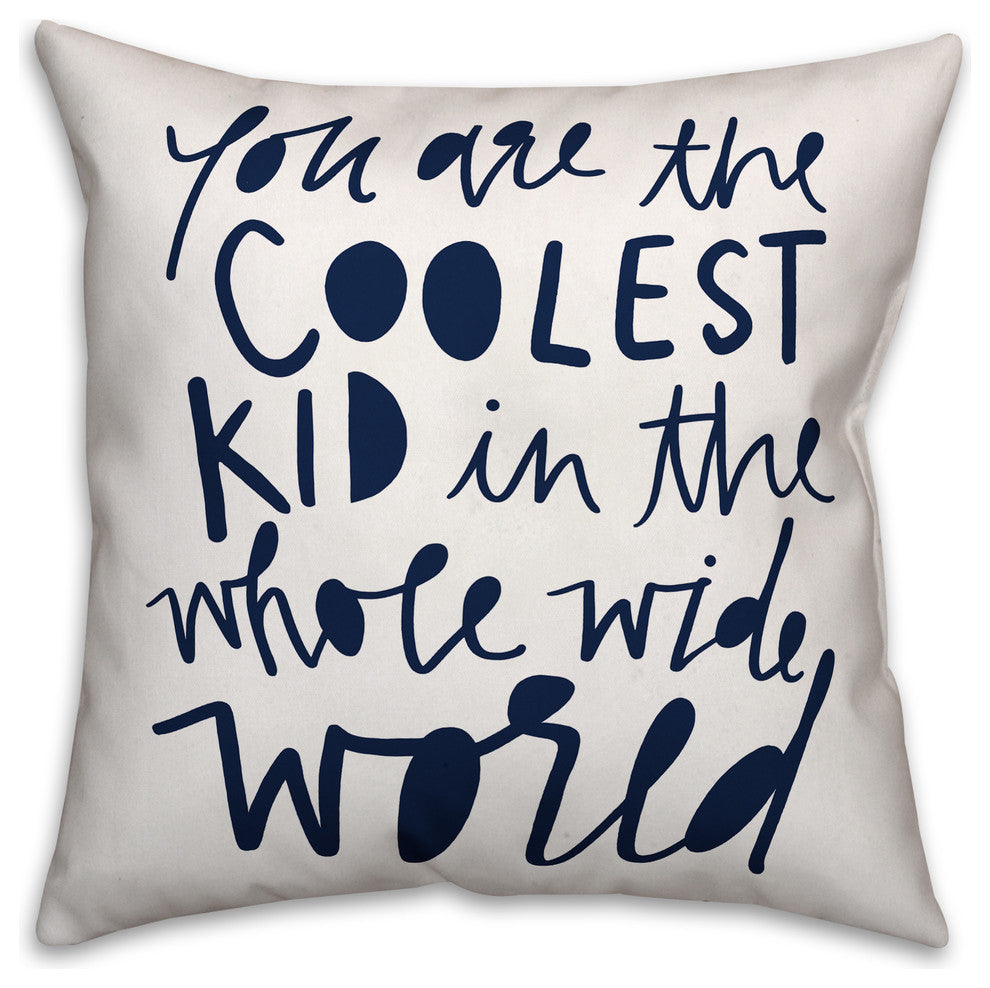 Coolest Kid Blue Text 16x16 Spun Poly Pillow