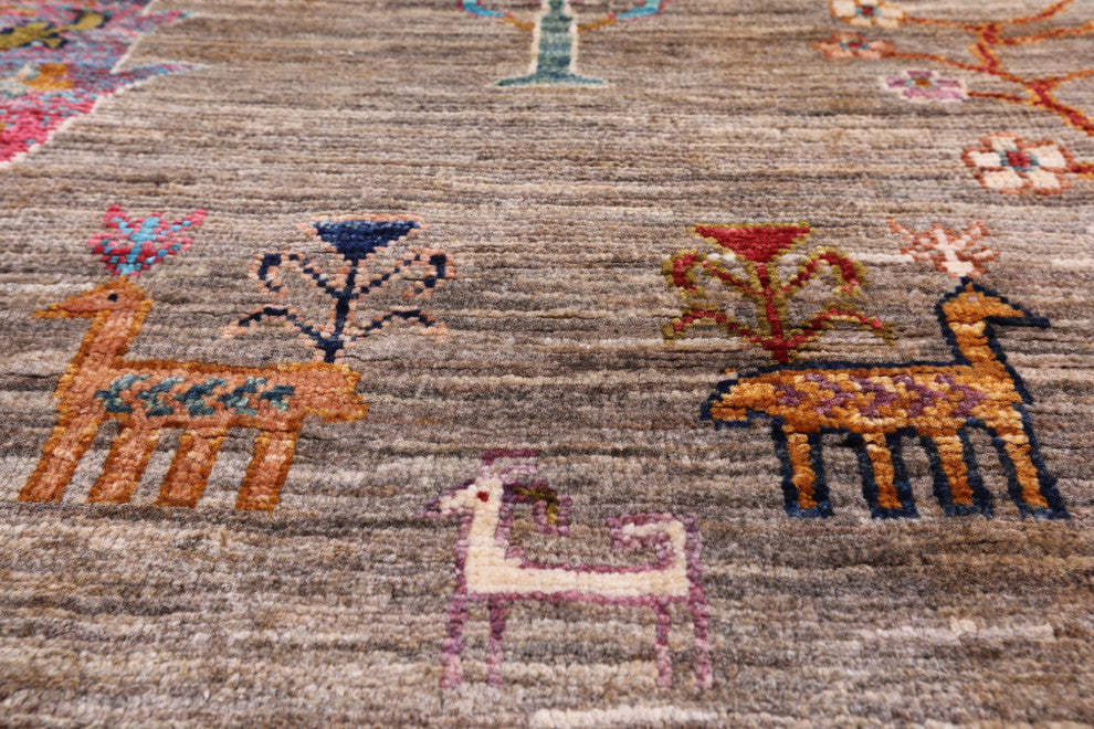 Tribal Persian Gabbeh Hand Knotted Rug 5' 1" X 6' 10" Q5277