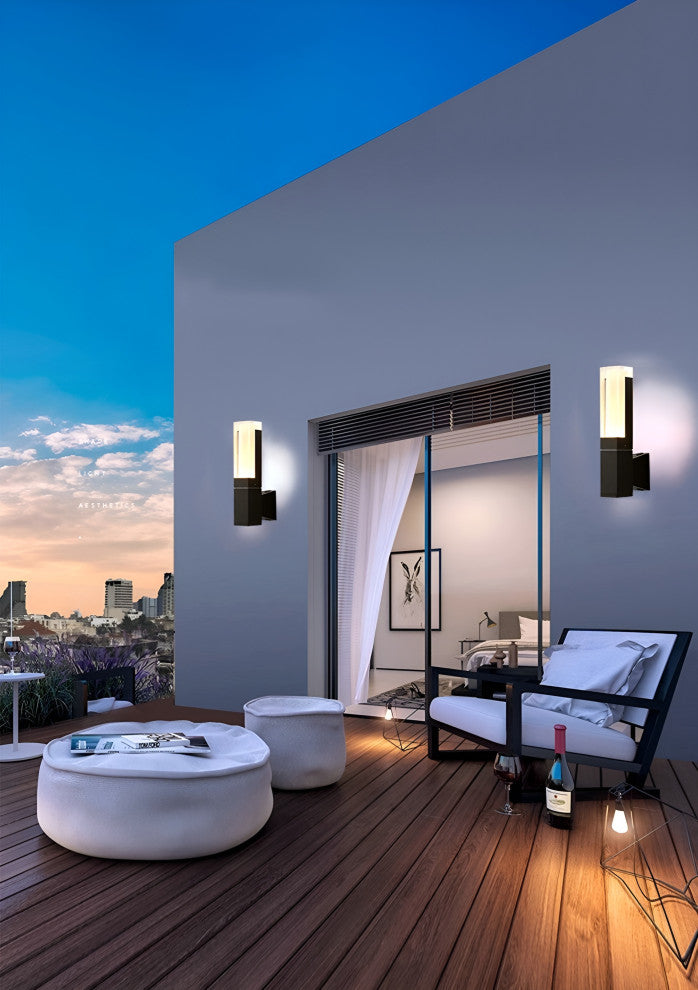 Modern Black Outdoor Waterproof LED Wall Mounted Lamp For Villa, Porch, A