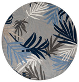 Oaks Modern Floral Area Rug, Blue & Gray, 5'3" Round