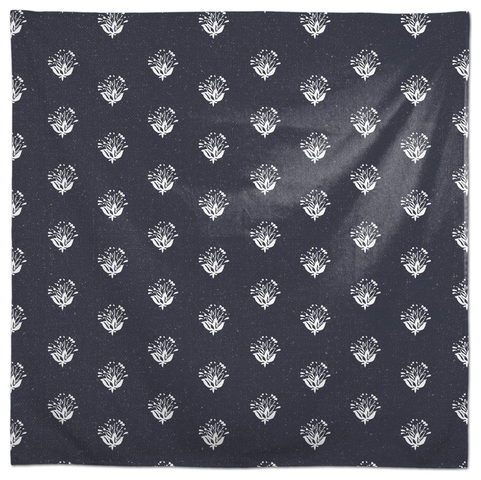 Navy Floral Pattern 58x58 Tablecloth